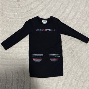 Sonia Rykiel Black Dress with Multicolor Sequined Stripes